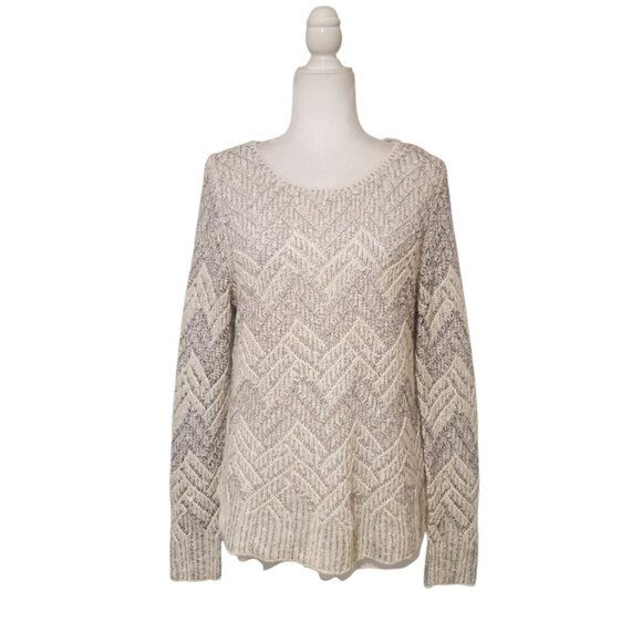 Lucky Brand Sweater Womens Large Beige Cable Knit Layered Pullover - Picture 3 of 12